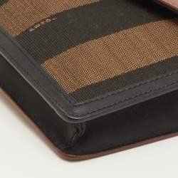 مملوكة مسبقًا Fendi Bustina Tri Color Pequin Canvas and Leather Envelope Clutch