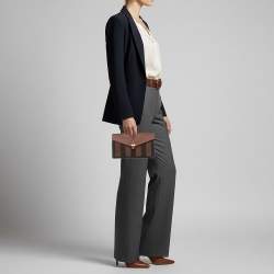 مملوكة مسبقًا Fendi Bustina Tri Color Pequin Canvas and Leather Envelope Clutch