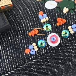 Pre Owned حقيبة باجيت خرزية من الدنيم الأزرق الداكن فندي