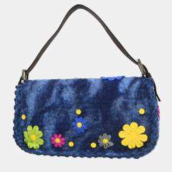 مملوكة مسبقًا حقيبة باغيت فندي زرقاء لباد وترقيع