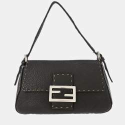 Pre Owned حقيبة يد فيندي خياطة جلد بني غامق