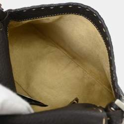 Pre Owned حقيبة يد فيندي خياطة جلد بني غامق