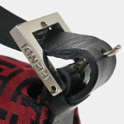 Pre Owned Fendi Red Zucchino Baguette Handbag