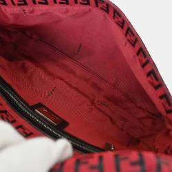 Pre Owned Fendi Red Zucchino Baguette Handbag