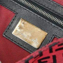 Pre Owned Fendi Red Zucchino Baguette Handbag