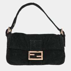 مملوكة مسبقًا Fendi Black Corduroy Baguette Handbag