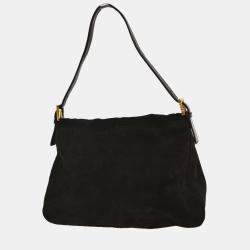 مملوكة مسبقًا Fendi Black Suede Mamma Baguette Handbag