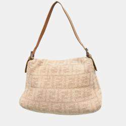 مملوكة مسبقًا Fendi Off White Wool Zucca Mamma Baguette Handbag
