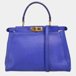 Pre Owned Fendi Blue Leather Peekaboo Fit 2Way Handbag