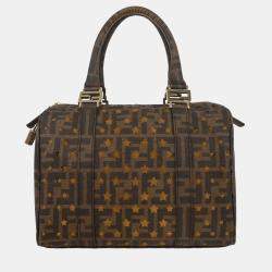 Pre Owned Fendi Brown Coated Canvas Zucca Mesh Handbag