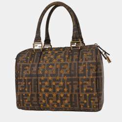 Pre Owned حقيبة فندي يد بنية قماش مطلي زوكا شبكة