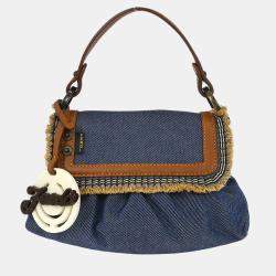 Pre Owned Fendi Blue Denim Chef Handbag