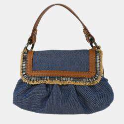 Pre Owned حقيبة فندي بلو دينيم شيف