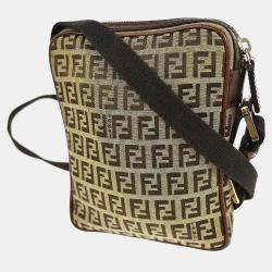 Pre Owned Fendi Beige Zucchino Shoulder Bag
