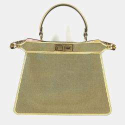 مملوكة مسبقًا Fendi Fendace Peekaboo Medium Iseeu 2-Way Shoulder Bag/Handbag Leather Gold