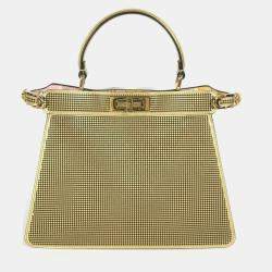 Pre Owned حقيبة فندي فينداس بيكابوو أي سي يو جلد ذهبي متوسطة يد/كتف بطريقتين