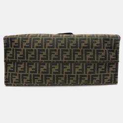 Pre Owned Fendi Zucca Pokemon Dragonite 2-Way Shoulder Bag/Tote Bag In Canvas/Leather Brown