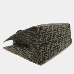 Pre Owned Fendi Zucca Pokemon Dragonite 2-Way Shoulder Bag/Tote Bag In Canvas/Leather Brown