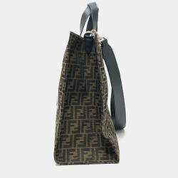 Pre Owned Fendi Zucca Pokemon Dragonite 2-Way Shoulder Bag/Tote Bag In Canvas/Leather Brown