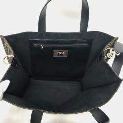 Pre Owned Fendi Zucca Pokemon Dragonite 2-Way Shoulder Bag/Tote Bag In Canvas/Leather Brown