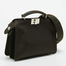 مملوكة مسبقًا حقيبة يد علوية فندي بيكابو أي سى يو صغيرة جلد أبيض