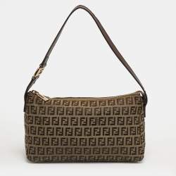 Pre Owned Fendi Beige/Brown Zucchino Canvas Pochette Bag
