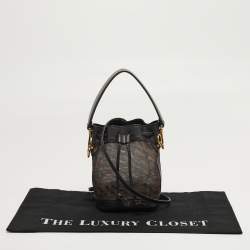 مملوكة مسبقًا Fendi Mon Tresor Mini Dark Brown FF Mesh Nylon and Leather Bucket Bag