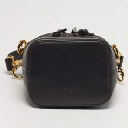 مملوكة مسبقًا Fendi Mon Tresor Mini Dark Brown FF Mesh Nylon and Leather Bucket Bag