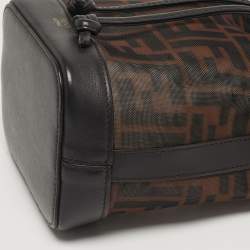 مملوكة مسبقًا Fendi Mon Tresor Mini Dark Brown FF Mesh Nylon and Leather Bucket Bag