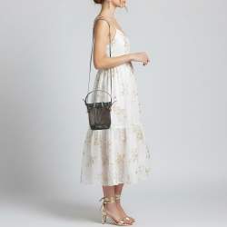 مملوكة مسبقًا Fendi Mon Tresor Mini Dark Brown FF Mesh Nylon and Leather Bucket Bag