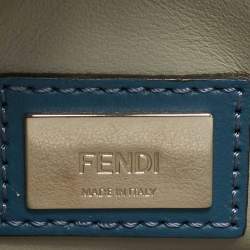 Pre Owned Fendi 2Jours Petite Blue Leather Tote