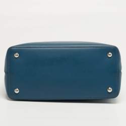 Pre Owned Fendi 2Jours Petite Blue Leather Tote