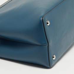 Pre Owned Fendi 2Jours Petite Blue Leather Tote