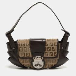 Pre Owned Fendi Compilation Baguette Brown/Beige Zucchino Canvas and Leather Bag
