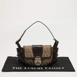 Pre Owned حقيبة كتف فندي كوبيلاتشن جلد وكانفاس زوكينو حمراء