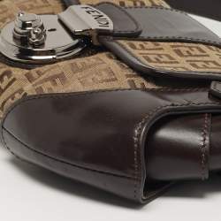 Pre Owned حقيبة كتف فندي كوبيلاتشن جلد وكانفاس زوكينو حمراء