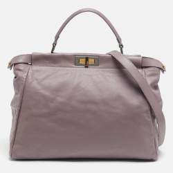 Pre Owned Fendi Peekaboo Large Lilac Leather Tote