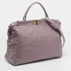 Pre Owned Fendi Peekaboo Large Lilac Leather Tote