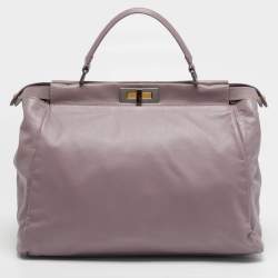 Pre Owned Fendi Peekaboo Large Lilac Leather Tote