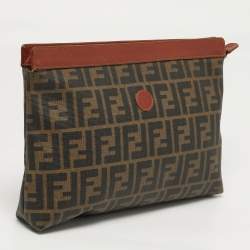 Pre Owned Fendi Tobacco/Brown Zucca Coated Canvas Zip Pouch