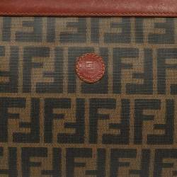 Pre Owned Fendi Tobacco/Brown Zucca Coated Canvas Zip Pouch