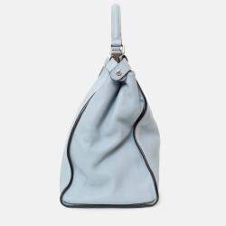 مملوكة مسبقًا حقيبة فندي بكابو كبيرة جلد أزرق بمقبض علوي وحزام