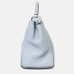 مملوكة مسبقًا حقيبة فندي بكابو كبيرة جلد أزرق بمقبض علوي وحزام