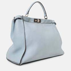 مملوكة مسبقًا حقيبة فندي بكابو كبيرة جلد أزرق بمقبض علوي وحزام