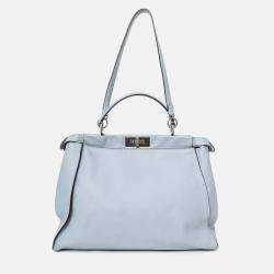 مملوكة مسبقًا حقيبة فندي بكابو كبيرة جلد أزرق بمقبض علوي وحزام