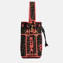 مملوكة مسبقًا Fendi Brown Zucca/Neon Pink Canvas Mon Tresor Bucket Bag