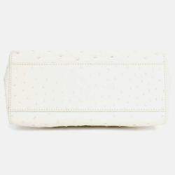 Pre Owned حقيبة ميني فاندي بيكابو جلد نعام أبيض مع حزام