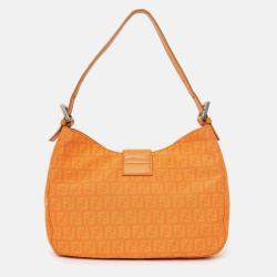 Pre Owned حقيبة كتف باغيت فنـدي كانفاس برتقالي فو زوكيني