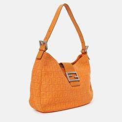 Pre Owned حقيبة كتف باغيت فنـدي كانفاس برتقالي فو زوكيني