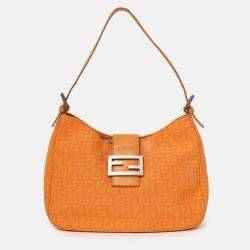 Pre Owned حقيبة كتف باغيت فنـدي كانفاس برتقالي فو زوكيني